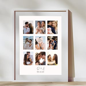 Collage de fotos de pareja personalizado, regalo de fotos personalizado para parejas, regalo de aniversario, collage de fotos de compromiso, montaje fotográfico, regalo de pareja