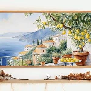 Frame TV Art Amalfi Coast Lemons Italian Seaside TV Decor Lemon Grove TV Art Coastal TV Scene Mediterranean TV Frame Amalfi Coastline TV Painting Vibrant Lemon Display Amalfi TV Art Coastal Landscape TV