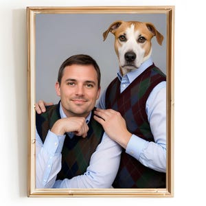 Portret stiefbroers, portret grappig hond, aangepast portret twee huisdieren, portret huisdier, karikatuur huisdier, portret huisdier, portret huisdier, grappige cadeaus huisdier