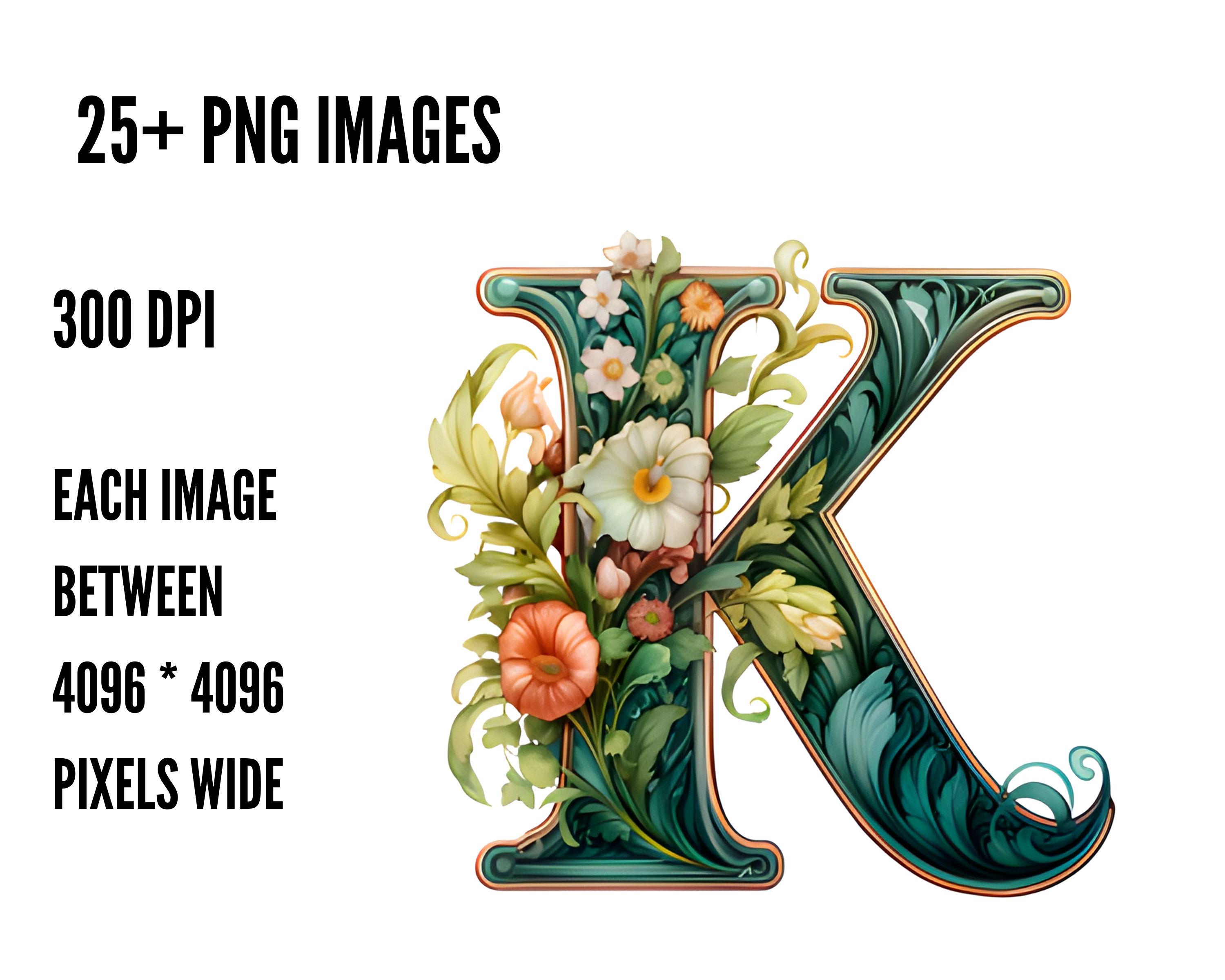Spring Floral Alphabet Png, English Alphabet Floral Letters PNG ...