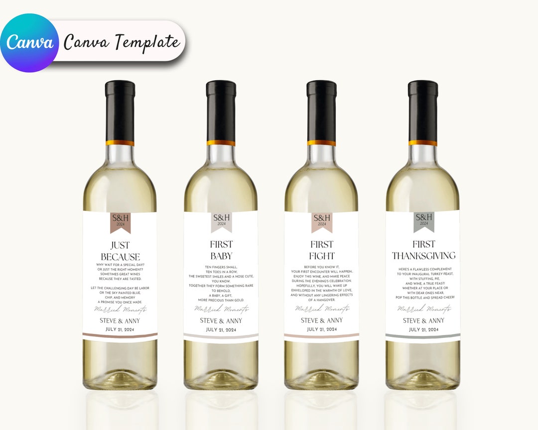 Milstool Label Milestone Wine Labels, First Year Marriage Labels, Wedding Gift for ...