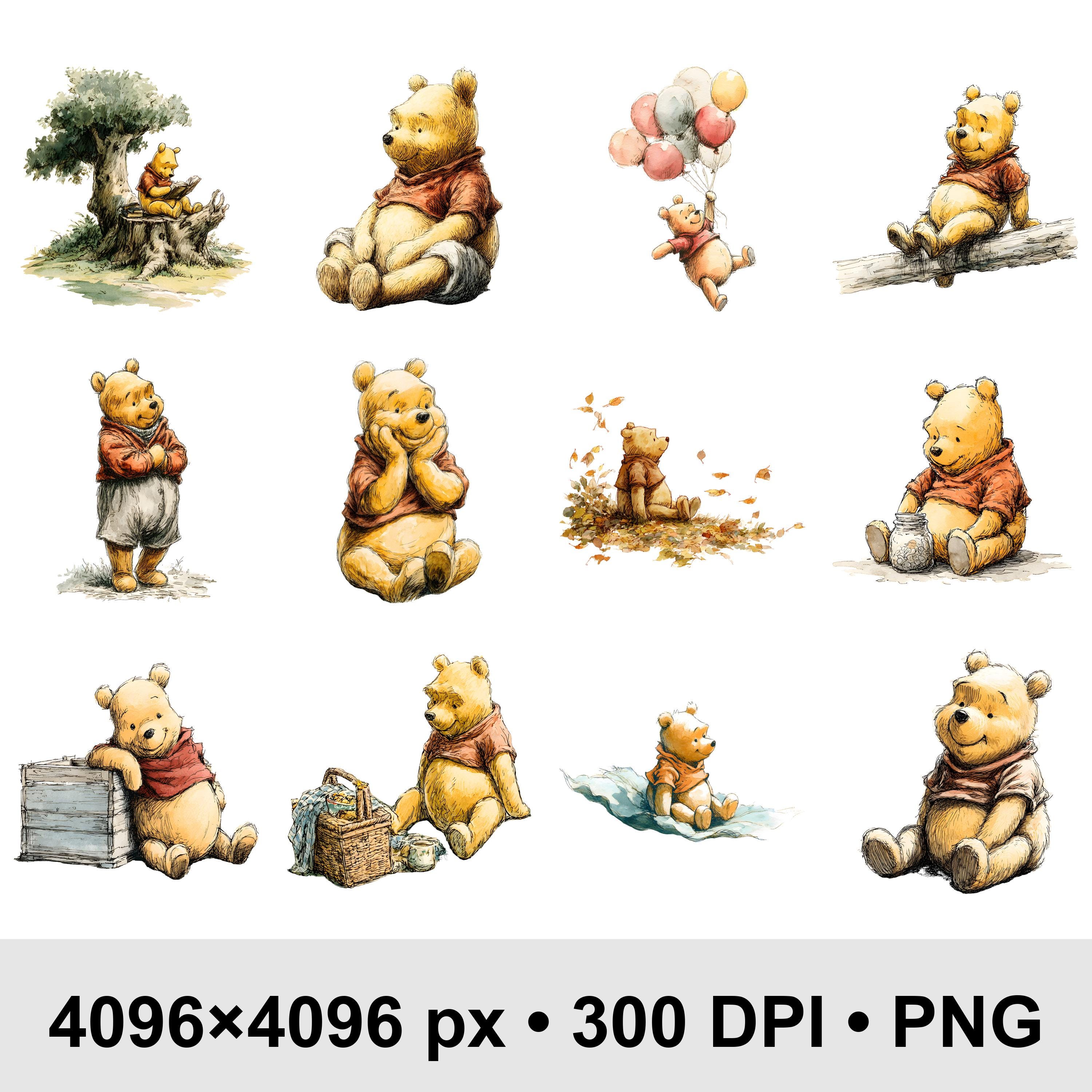 Modern Pooh Graphics Vintage Winnie the Pooh Clipart • 45 Classic Pooh Graphics for Nursery ...