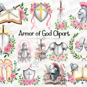 Armor of God Clipart, Full Armor of God, Floral Christian Clipart, Christian warrior, Ephesians, Faith Png, Commercial Use