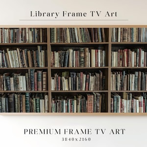 Bookshelf Frame TV Art, Library Books Samsung Art TV, Home Library Art, Still Life with Books, Bookish Frame TV Art, Classic Library Books
