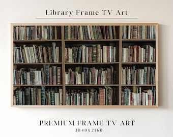 Bookshelf Frame TV Art, Library Books Samsung Art TV, Home Library Art, Still Life with Books, Bookish Frame TV Art, Classic Library Books