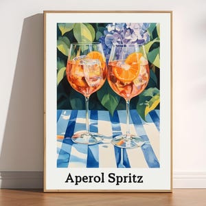 Aperol Spritz Print, Vintage Cocktail Wall Decor, Retro Bar Art Print, Trendy Kitchen Art Print, Minimalistyczny Bar Cart Art, Włoski wystrój baru