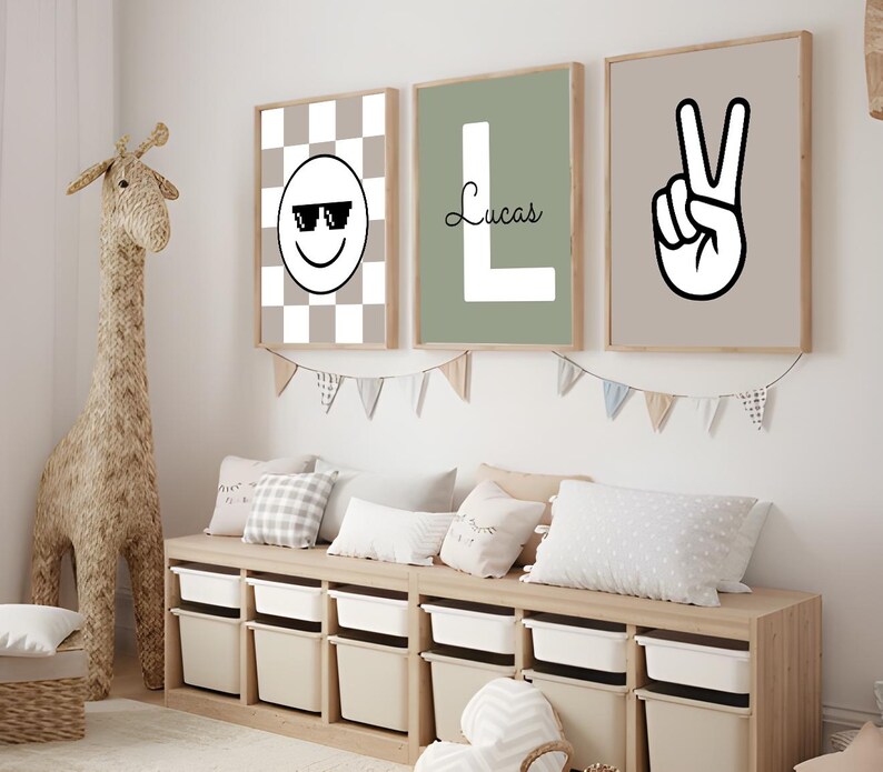 Boys Wall Art Prints, Custom Boys Name Prints, Set of 3 Boys Printable