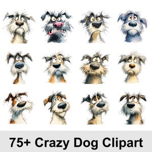 Mürrischer Hund Clipart Bundle, 30 vernervte Hundeausdrücke PNG, sarkastische Welpen-Gesichter, lustige Hundeaufkleber-Grafik