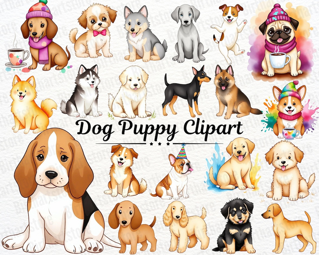 Puppy Dog Clipart | Adorable Watercolor Puppies for Scrapbooking ...