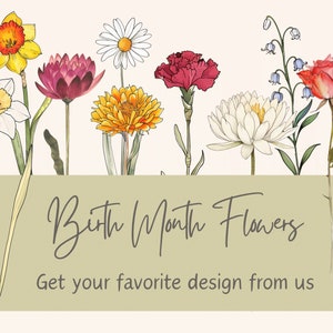 Buquê de família de flores de nascimento digital, modelo de flor personalizado para mês de nascimento, presente de dia das mães, impressão de flor de nascimento personalizada, design floral
