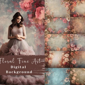 Textura floral de belas artes, fundo digital de fotografia, sobreposições de texturas de maternidade, cenário digital floral, edição de sobreposições no Photoshop