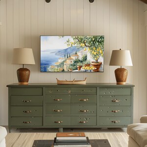 Frame TV Art Amalfi Lemons Coastal Scene TV Decor Mediterranean Lemon Painting Amalfi Seaside TV Display Vibrant Coastal TV Art Lemon Grove TV Scene Italian Landscape TV Frame Amalfi Coastline TV Art