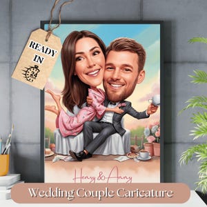 Couple Caricature, Anniversary Caricature for Couple, Couple Cartoon Gift, Bride and Groom Caricature, Wedding Caricature, Funny Couple Gift