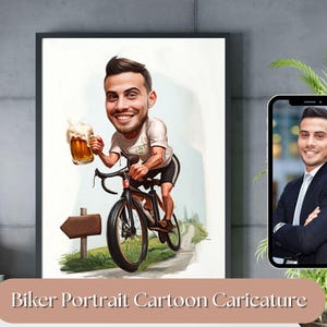 Radfahrer Karikatur, Cartoon Fahrrad Zeichnung, individuelles Fahrrad Reiter Porträt, digitale Radkarikatur, lustige Radfahrer Geschenk, Rennrad Biker Geschenk