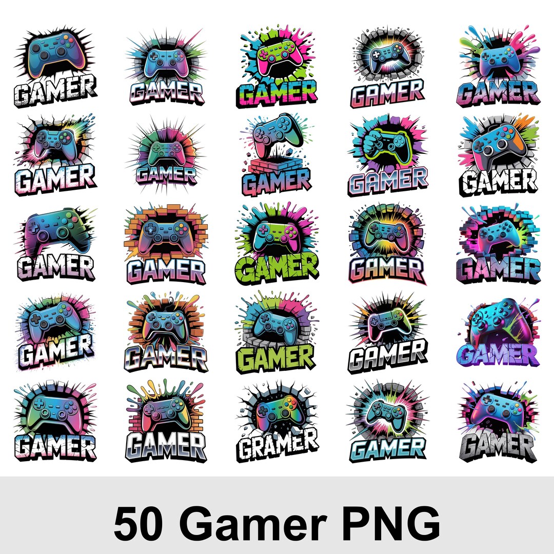50 Gamer Clipart PNG Bundle | Video Game Clipart for Junk Journal ...