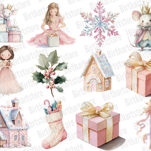Fantasy nutcracker
Ballet dancer art
Pink Christmas theme
Pastel Christmas

Pink holiday decor

Candy cane clipart
Gingerbread man illustration
Christmas sweets
Snowflakes clipart
Christmas ornaments