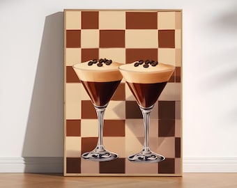 Espresso Martini Art Print, Bar Cart Decor, Minimalist Cocktail Poster, Trendy Kitchen Wall Art, Printable Drink Decor