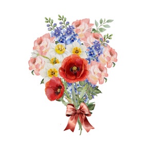 Buquê de família de flores de nascimento digital, modelo de flor personalizado para mês de nascimento, presente de dia das mães, impressão de flor de nascimento personalizada, design floral