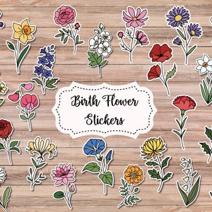 Geburtsmonat Blumenaufkleber I Wasserfester Vinylaufkleber I Blumenaufkleber Mama Decals I Niedliche Geburtsblume I Geburtsmonat Dekor I Familiengeschenk