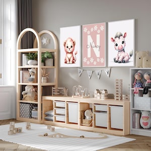 Art mural personnalisé pour chambre d'enfant Safari, nom personnalisé, impression d'animaux de la jungle, téléchargement numérique au format PDF, décoration pour chambre de bébé, garçons et filles, impression instantanée