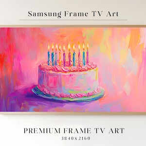 Birthday Frame Tv, Samsung Frame TV Art Birthday, Happy Birthday TV Screen Art, Birthday Cake Art for Digital TV, Vintage Birthday Tv Art