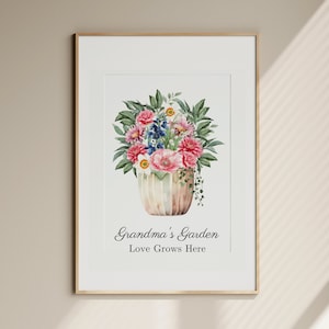 Buquê de família de flores de nascimento personalizado digital, modelo de flor personalizado para mês de nascimento, presente de dia das mães, impressão de flores de nascimento, design floral