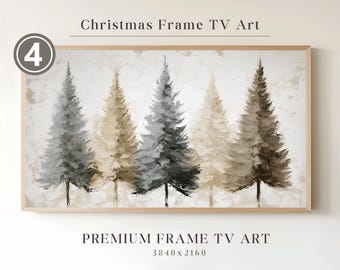 Frame TV Art Trees, Rustic Christmas Tree Art, Cozy Winter TV Art, Samsung Frame Christmas Art, Primitive Holiday Decor, Snowy Forest TV Art