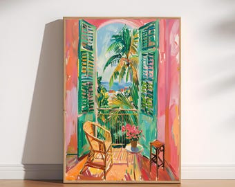 Henri Matisse Open Window Poster, Modern Art Exhibition Poster, Open Window Poster, Matisse Coastal Scene, Fauvism Painting, Retro Art Print