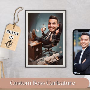 Personalized Boss Caricature, Office Gift, Custom Digital Caricature, Boss Appreciation Gift, Funny Office Caricature, Gift for Male Boss