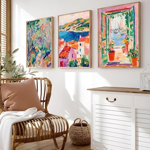 Matisse Prints Set of 3, Colorful Abstract Wall Art, Henri Matisse Inspired Art, Modern Mid-Century Wall Art, Digital Art Downloadable Print