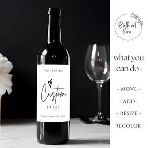 Custom Wine Label Template Editable, Personalized Label Template, Editable Wine Label Design, Wine Label Template, Custom Wine Label, Editable Wine Template, Wine Label Custom Template, Label Template Wine