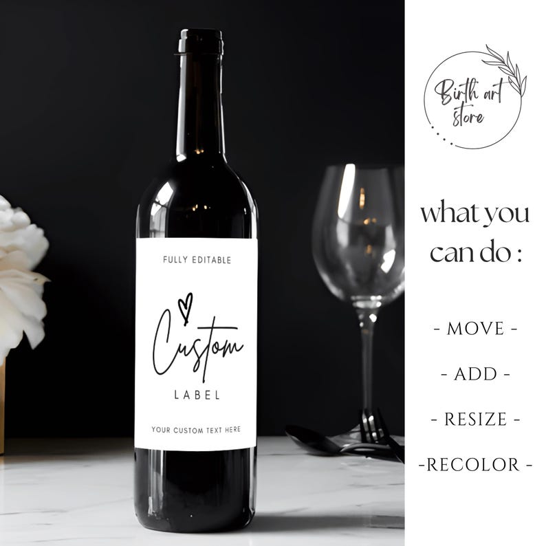 Custom Wine Label Template Editable, Personalized Label Template, Editable Wine Label Design, Wine Label Template, Custom Wine Label, Editable Wine Template, Wine Label Custom Template, Label Template Wine