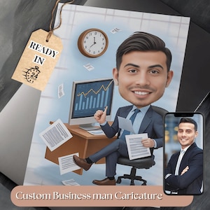 Boss Caricature, Personalized Office Gift, Custom Digital Caricature, Boss Appreciation Gift, Funny Office Caricature, Gift for Male Boss