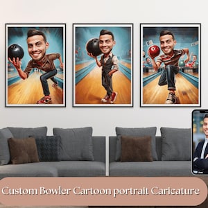 Bowler Geschenk, Bowling-Porträt vom Foto, individuelle Bowling-Karikatur, Bowling-Trainer Wertschätzung Geschenk, lustiges Bowling-Geschenk, Bowling-Liebhaber-Geschenk