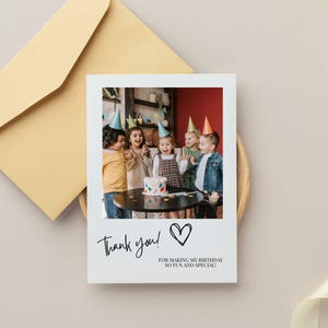 Thank You Photo Card, Editable Birthday Photo Card, Canva Birthday Thank You Template, DIY Printable Photo Thank You, Baby Birthday Card