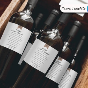 Etichette per vino per traguardi di nozze I Etichette per vino per regalo di nozze I Cesto per vino per addio al nubilato I Traguardi di nozze moderni I Regalo di fidanzamento personalizzato