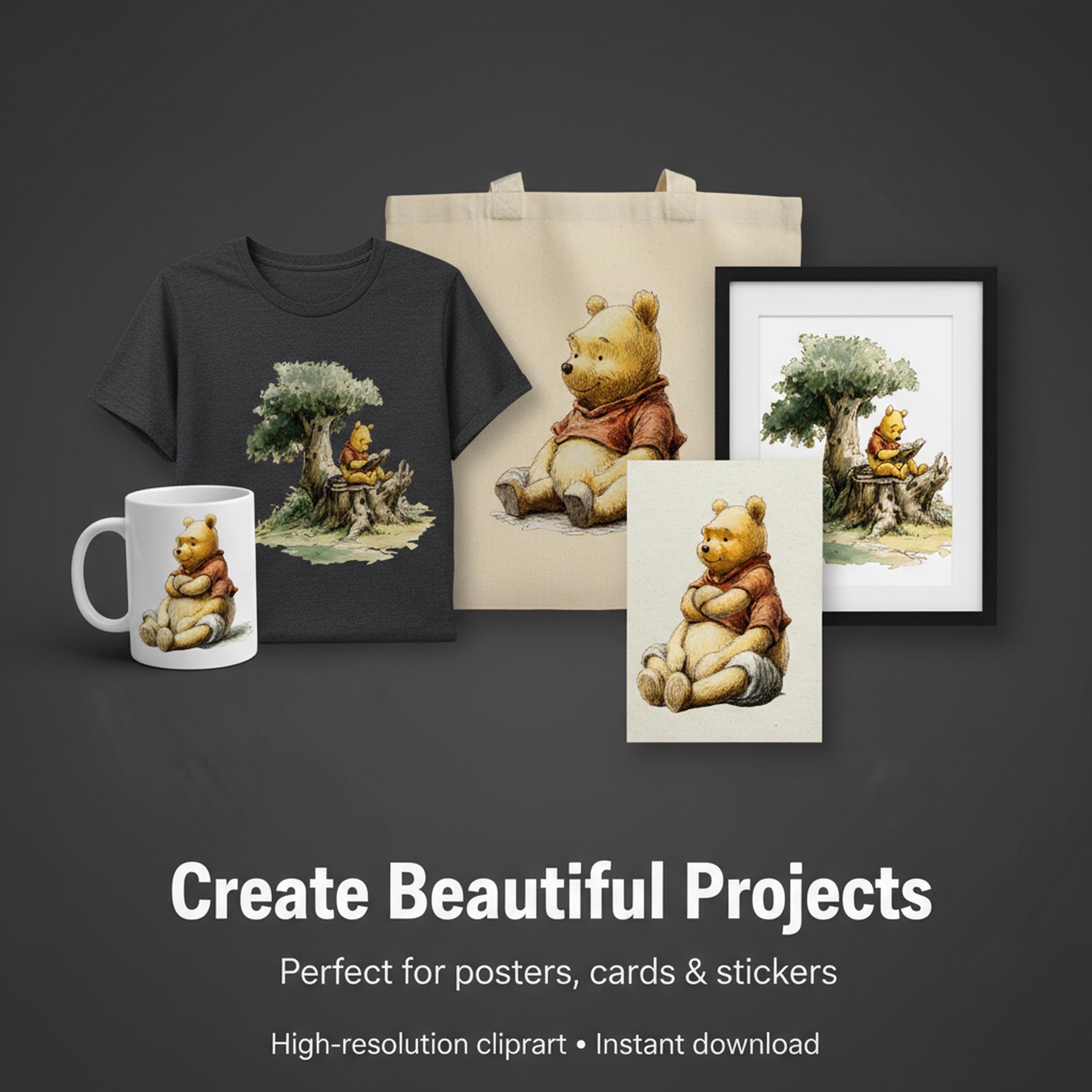 Modern Pooh Graphics Vintage Winnie the Pooh Clipart • 45 Classic Pooh Graphics for Nursery ...