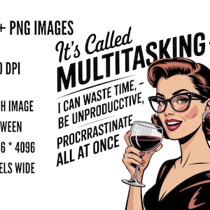 Rolig retro hemmafru PNG-paket | 40 sarkastiska vintage clipart-designer för sublimering | Kommersiell t-shirtdesign digital nedladdning bild 3