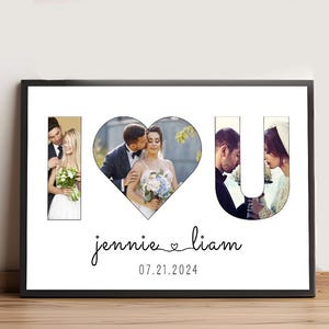 Collage de fotos con razones por las que te amo, collage de fotos de pareja, póster de collage de fotos de aniversario personalizado, regalo fotográfico personalizado para parejas
