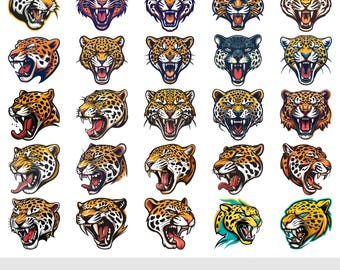 Jaguars Clipart Bundle • 55 Jaguar PNG Files for Sublimation & Digital Art | Big Cat Clipart, Jungle Animal Graphics, Commercial Use