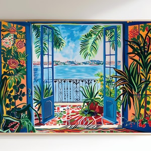 Lámina de Henri Matisse con ventana abierta, Arte de Matisse, Estilo Matisse, Arte mural vintage, Lámina de exposición moderna, Decoración de pared, Póster de Matisse, Escena retro