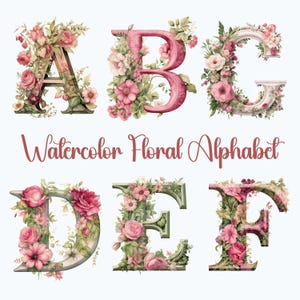 Alfabeto pastel Png, Alfabeto boho Clipart, Diseño de alfabeto con temática rosa, Letras de flores pastel, Fuente elegante Clipart, Letra Clipart