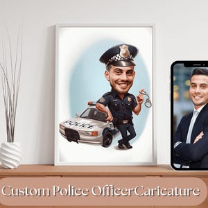 Caricatura policial, dibujo personalizado de caricatura policial, regalo divertido de policía, caricatura policial digital, caricatura a partir de una foto, regalo de oficial de policía