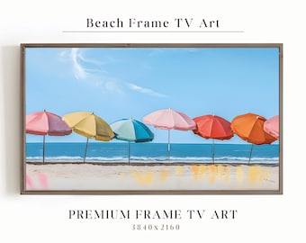 Frame TV Art Summer, Samsung Frame TV Art, Beach Frame TV Art, Samsung Frame Art Beach, Watercolor Tv Art, Vibrant Beach, Digital Download
