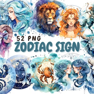 Zodiac Sign Clipart, Astrology PNG, Zodiac Bundle PNG, Astrological Signs, Astrology Gift, Craft Scrapbooking, Instant Digital Download
