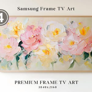 Frame Tv Abstract Art, Samsung Frame TV Art, Pastel Flower Spring Digital Download, Flower Art for Frame TV, Cottagecore Flower TV Art