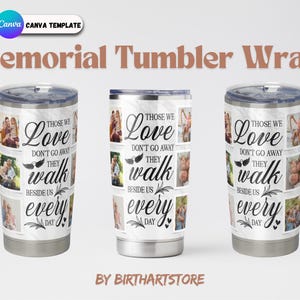 Papier d'emballage commémoratif, gobelet mince 20 oz à sublimation, tasse RIP, gobelet Deuil, gobelet photo In Loving Memory, gobelet Souvenir aimé