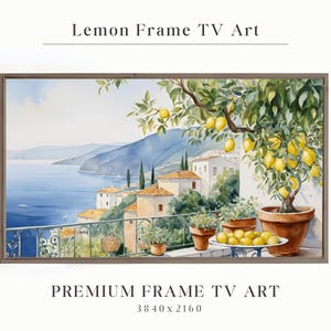 Frame TV Art Amalfi Coast Lemons Mediterranean Decor Coastal TV Painting Lemon Grove Art Amalfi Scenery TV Frame Italian Coast TV Art Vibrant Lemon TV Display Coastal Landscape TV Art Mediterranean Lemon Scene