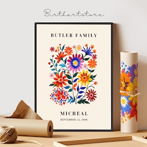 Geburtsmonat Blumen Clipart, personalisierte Geburtsblumenkunst, Geburtsmonat Blumengarten, Familiengeburts-Blumenstrauß, Familienstraußdruck