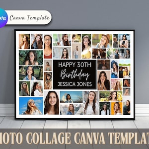Photo Collage Birthday, Personalized Birthday Photo Collage, DIY Birthday Photo Collage Template, Canva Template Collage, Custom Photo Gift